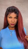 Peruca Lace Front Cabelo Humano Marsala - 50/55 cm