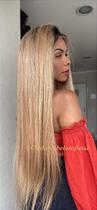 Peruca Lace Front Cabelo Humano Ombre Loiro Super Longa - COD 203