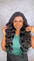 Peruca Lace Front Cabelo Humano Ondulado Alice Lux - 70 cm, Preto Natural Peruca Lace Front Cabelo Humano Ondulado Alice Lux - 70 cm, Preto Natural