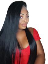 Peruca Lace Front castanho escuro wig repartição livre 4x4