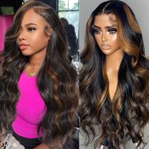 Peruca Lace Front com Highlight Ombre - Cabelo Humano 100% - 26cm