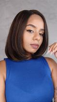 Peruca Lace Front Fibra Premium Nanda com Mechas - 35 cm
