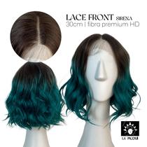 Peruca Lace Front Ondulada 30cm Ombré Verde Fibra Premium Peruca Lace Front Ondulada 30cm Ombré Verde Fibra Premium