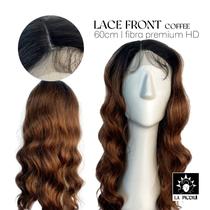 Peruca Lace Front Ondulada 60cm Ombré Castanho Fibra Premium Peruca Lace Front Ondulada 60cm Ombré Castanho Fibra Premium