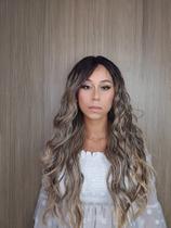 Peruca lace front ondulada fibra premium 65 cm