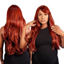 Peruca Lace Wig Adere a Creme Ondulada com Franja Ruiva 70cm