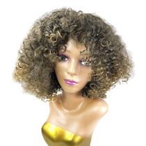 Peruca Lace Wig Afro Cacheada Modelo Sonya Fibra Premium Curta