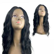 Peruca Lace Wig Cabelo Fibra Orgânica Premium Ondulada 60cm