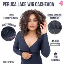 Peruca Lace Wig Cacheada Afro 100% Bio Organica - Cheia -Com Pentes e Reguladores - Sem Brilho - YanHair