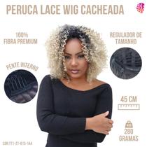 Peruca Lace Wig Cacheada Afro 100% Bio Organica - Cheia -Com Pentes e Reguladores - Sem Brilho
