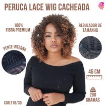 Peruca Lace Wig Cacheada Afro 100% Bio Organica - Cheia -Com Pentes e Reguladores - Sem Brilho
