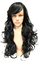 Peruca Lace Wig Cacheada Castanho Escuro Fibra Futura 70 cm