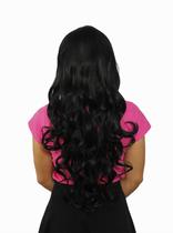 Peruca Lace Wig Cacheada Preto Natural Fibra Futura 65