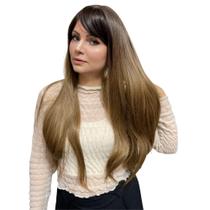 Peruca Lace Wig Com Franja Super Natural 70cm Longa Orgânica