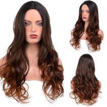 Peruca Lace wig Fibra Organica 60cm chocolate com Mechas