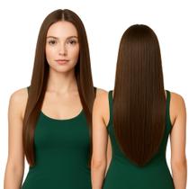 Peruca Lace Wig Lisa Castanho Fibra Futura 70cm Aceita Temperatura