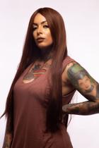 Peruca Lace Wig Lisa Castanho Fibra Futura 70cm Aceita Temperatura