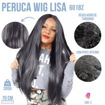 Peruca Lace Wig Lisa Com Franja -Importada - Fibra Futura - 70CM - Com Micropele - Acabamento Gringo - Weng