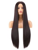 Peruca Lace Wig Lisa Fibra Futura 70cm Pode Pranchar Castanho Escuro