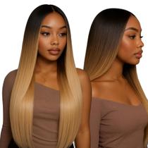Peruca Lace Wig Lisa Fibra Orgânica Natural 70cm Ombre Mel