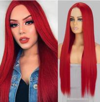 Peruca Lace Wig Lisa longa Sem Franja 70cm RED - wig