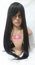 Peruca Lace Wig Longa Castanha Lisa 65cm Fibra Futura