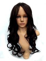 Peruca Lace Wig Ondulada Castanho Avermelhado Fibra Futura