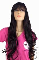 Peruca Lace Wig Ondulada Castanho Claro Fibra Futura 70Cm