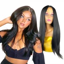 Peruca Lace Wig Orgânica Lisa Repartição Fixa 70 Cm Longa