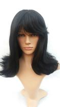 Peruca Lace Wig Repicada Preto 40cm Fibra Futura