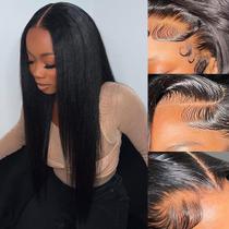 Peruca Ladoux Yaki Straight 30" HD de renda transparente com 180% de densidade