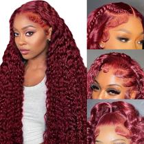 Peruca Larhali 99J HD Lace Front Humano Cabelo Humano 250% Densidade 34cm