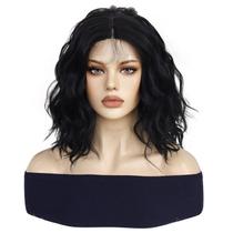 Peruca Lavanda Wavy Bob com franja 35cm de cabelo sintético 360g