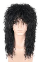Peruca LeMarnia 80s Mullet Long Wavy Black Sintética Fibra Sintética Peruca LeMarnia 80s Mullet Long Wavy Black Sintética Fibra Sintética