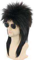 Peruca LeMarnia Black Spiked Mullet para homens e mulheres no estilo dos anos 80 Peruca LeMarnia Black Spiked Mullet para homens e mulheres no estilo dos anos 80