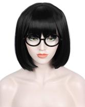 Peruca Linfairy Short Black Bob Fluffy Halloween Cosplay Feminina Peruca Linfairy Short Black Bob Fluffy Halloween Cosplay Feminina