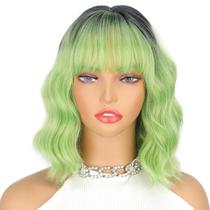 Peruca LINGHANG Ombre Short Wavy Matcha Green 36 cm Peruca LINGHANG Ombre Short Wavy Matcha Green 36 cm