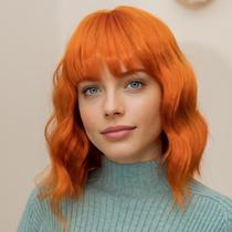 Peruca LINGHANG Short Orange Curly Bob sintética para mulheres Peruca LINGHANG Short Orange Curly Bob sintética para mulheres