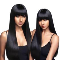 Peruca Lisa 70cm Fibra Orgânica Idêntica Ao Cabelo Humano com Franja Peruca Lisa 70cm Fibra Orgânica Idêntica Ao Cabelo Humano com Franja