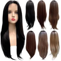 Peruca lisa longa repicada repartição fixa ao meio lace wig Peruca lisa longa repicada repartição fixa ao meio lace wig