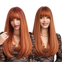 Peruca Lisa Wig com Franja Ruiva 350 Orgânica 65cm