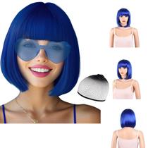 Peruca LIULIUBTY Short Bob Synthetic Safira Azul para Mulheres