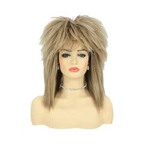 Peruca Loira Dos Anos 80 Tina Diva Punk Rocker Mullet Para Mulheres HAIRJOY Cosplay Cabelo Sintético