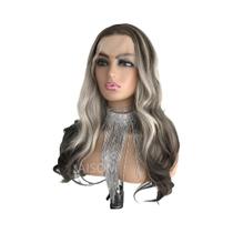 Peruca Loira Ombré De 18 Polegadas Com Renda Frontal Para Mulheres, Lisa Natural, Sintética 13x4