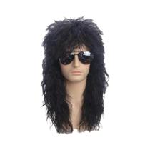 Peruca Loira Punk Rockstar, Longa E Ondulada, Estilo Mullet Para Homens, Acessórios Para Festa De