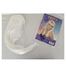 Peruca longa cabelo lisa cosplay festa 55cm branca