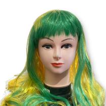 Peruca Longa Encaracolada Verde e Amarelo Peruca Longa Encaracolada Verde e Amarelo