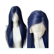 Peruca Longa Lisa Marrom Com Renda Frontal Para Mulheres, Cabelo Sintético Resistente Ao Calor Para