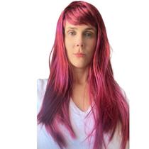 Peruca Longa Lisa Marsala 70cm Fantasia Halloween Carnaval Teatro Acessório Estilosa Versátil Confortável Glamurosa