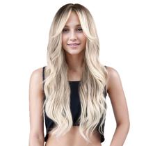 Peruca longa ondulada de 65 cm com parte central para mulheres loiras Peruca longa ondulada de 65 cm com parte central para mulheres loiras